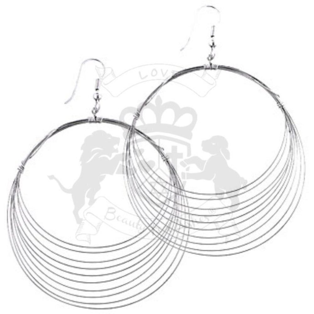 Funky Hoops Light Whisper Multi-Stranded Hoop Dangle Silver Metal Earrings
